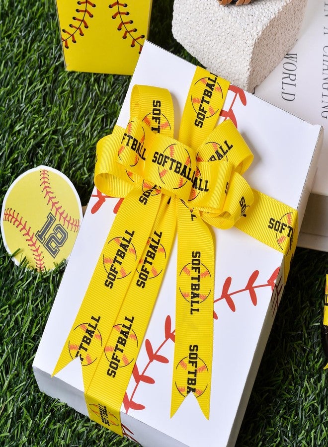 Ribest Softball Ribbon, 7/8 Inch Grosgrain Sports Balls Decorative Ribbon for Crafts Hair Bows Gift Wrapping Team Decor Party Decorations, Yellow/Black/Red, 10 Yards - Image 3